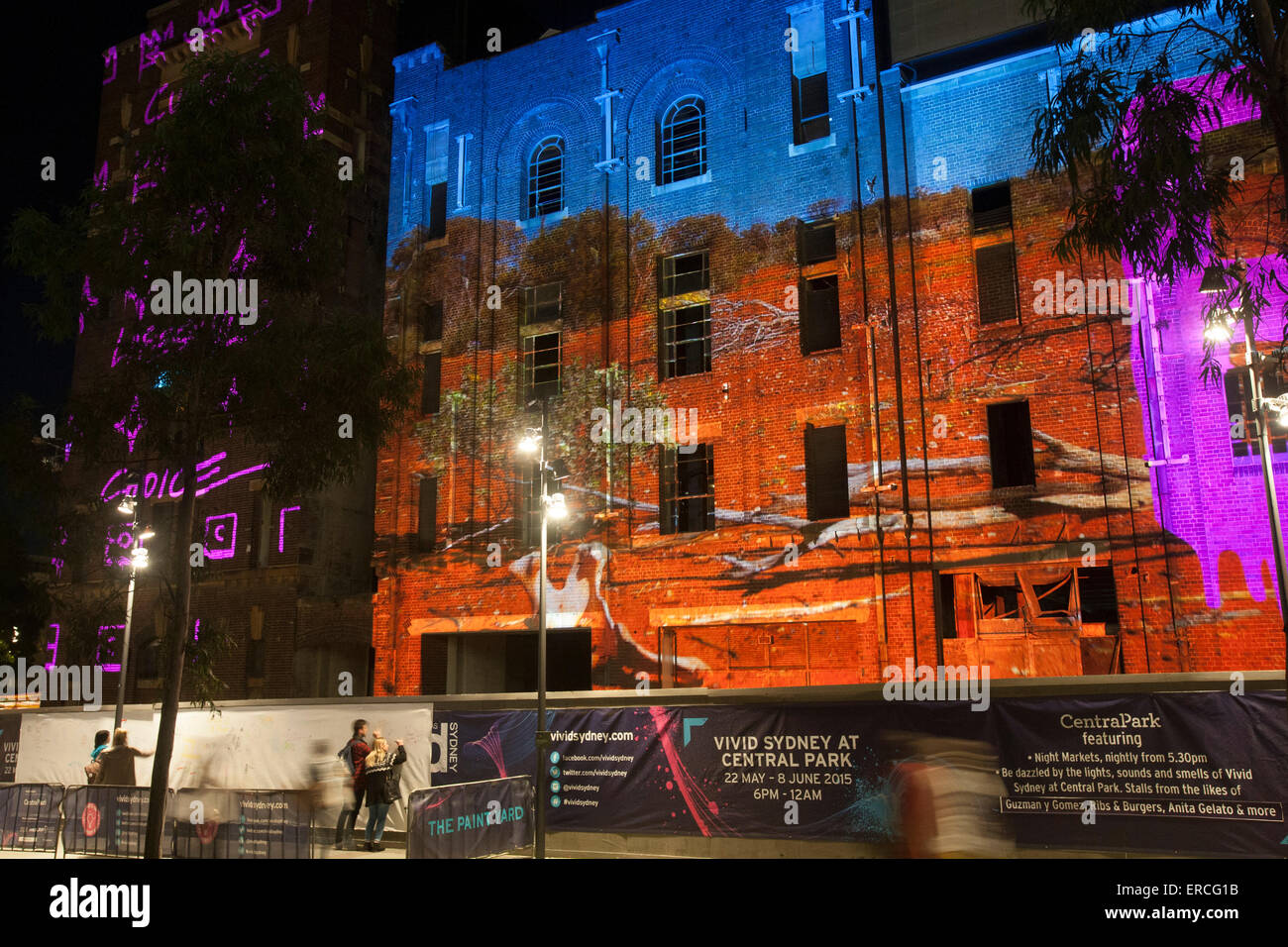 Sydney, Australia. 01st June, 2015. Vivid Sydney presents Streets Ahead a spectacular light and music show, indigenous artist Reko Rennie brings aboriginal culture combined with multidisciplinary artist Beastman. Credit:  model10/Alamy Live News Stock Photo