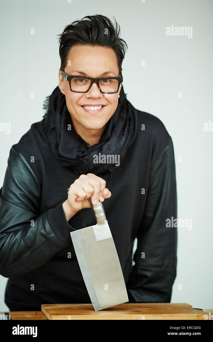 TV fashion guru and Chinese cook Gok Wan at Salford Quays for the Lowry Outlet Food Festival.   gay man boy him he Celebrity fam Stock Photo