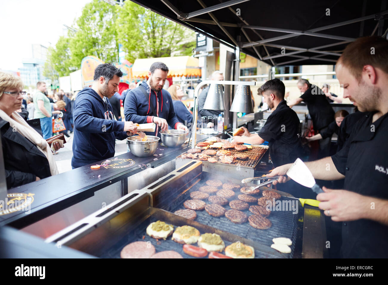 Salford Quays the Lowry Outlet Food Festival a burger stall selling gourmet burgers     UK Great Britain British United Kingdom Stock Photo
