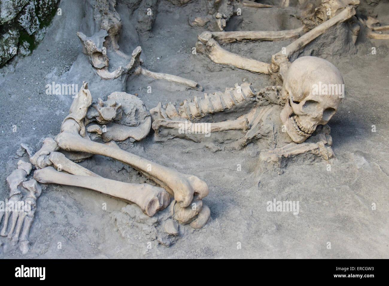 Victims of the first century AD eruption of Vesuvius near Herculaneum, Italy Stock Photo