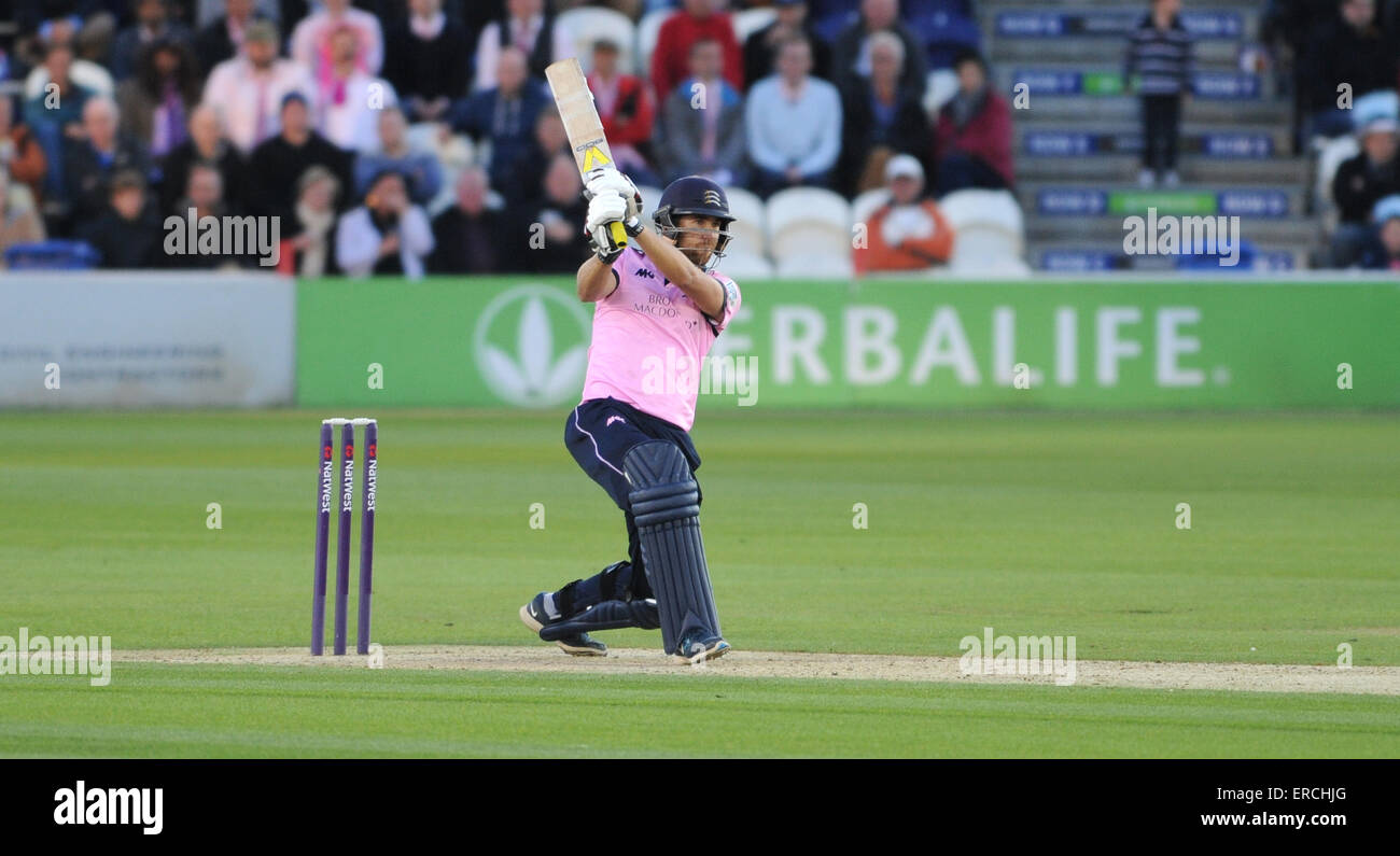 Sussex Sharks v Middlesex T20 Blast cricket match at Hove County ground - Dawid Malan  batting for Middlesex Stock Photo