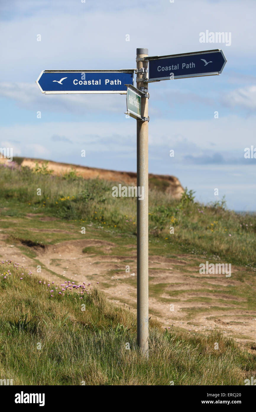 Isle of Wight coastal path sign Stock Photo