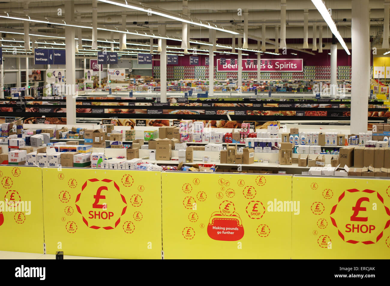 Tesco store showing aisles and shelves Stock Photo Alamy