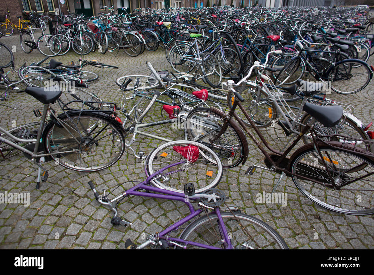 Bicycle parked in Maastricht, Holland Stock Photo