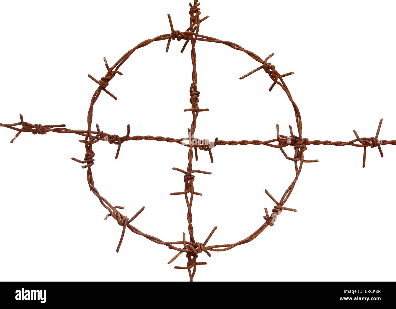 Rusty barbed wire over white background Stock Photo - Alamy