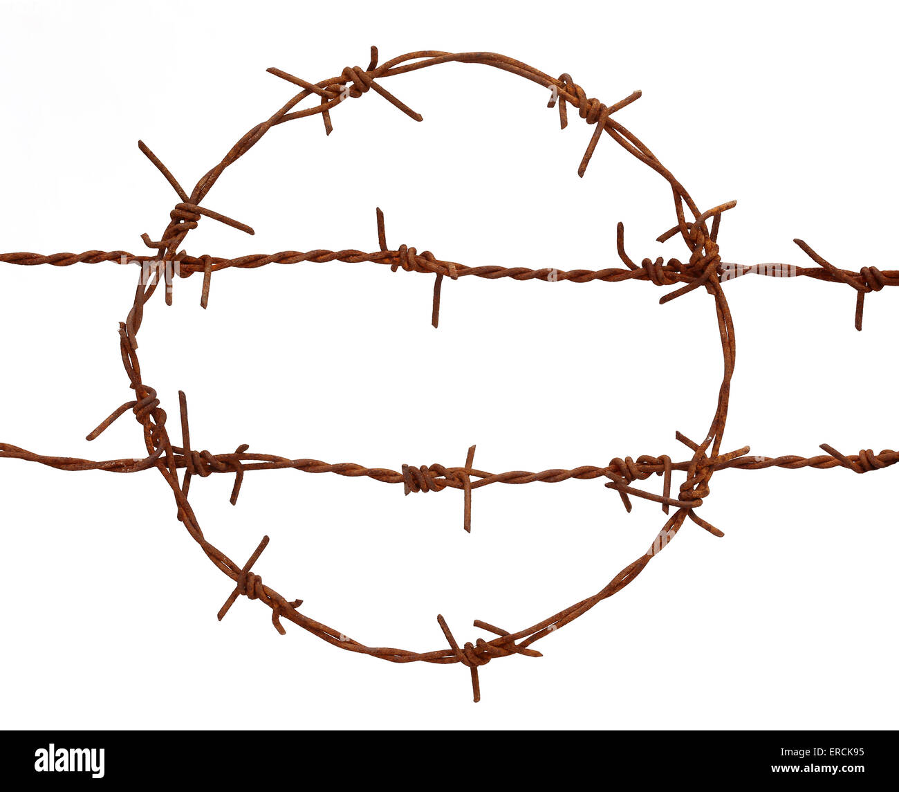Rusty barbed wire over white background Stock Photo - Alamy