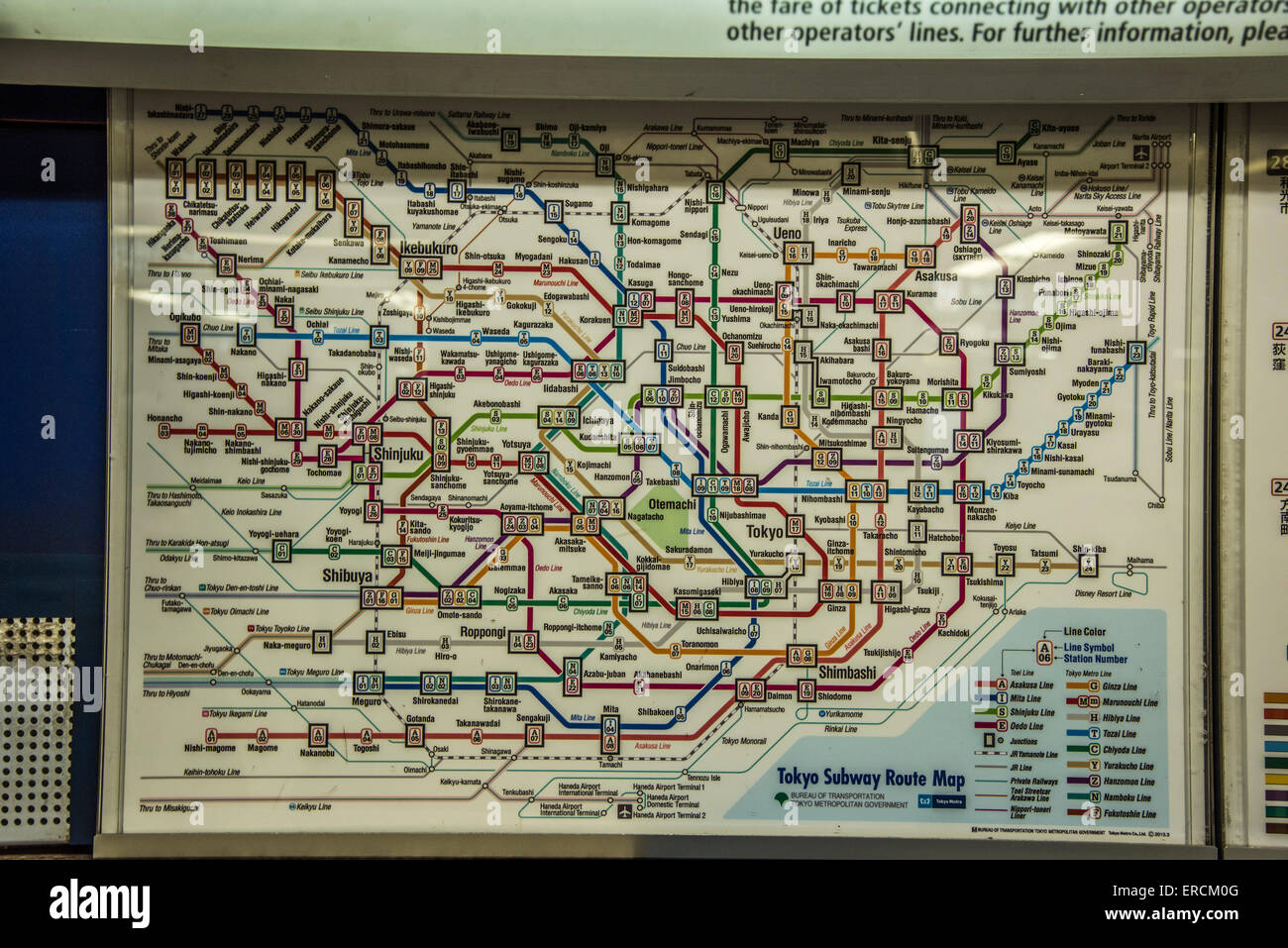 Fare Table for Tokyo Metro Tickets,Tokyo Metro Ginza station,Chuo-Ku,Tokyo,Japan Stock Photo