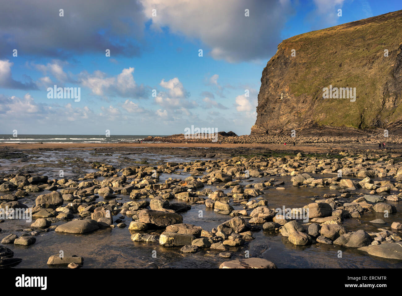 View of Crackington Haven beach at low tide Stock Photo