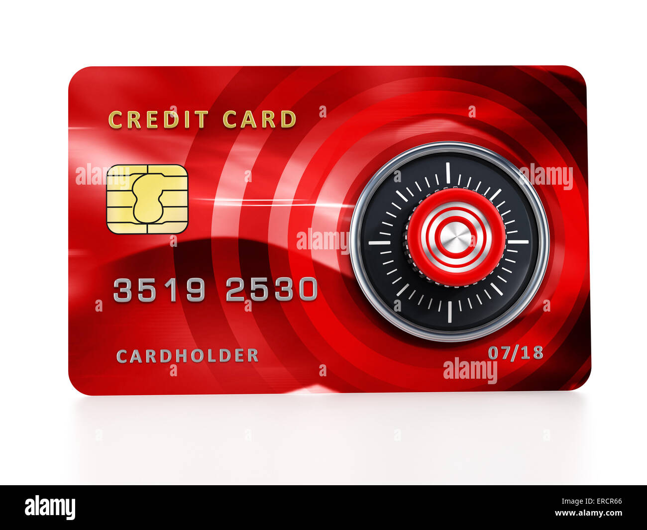 Credit card with lock isolated on white background. Stock Photo