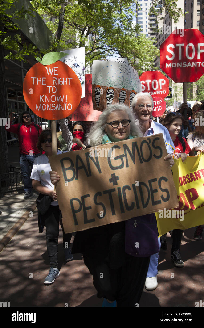 Protest March against Monsanto, genetically modified foods and the company's  attack on a 'consumer,s  right to know.' Stock Photo