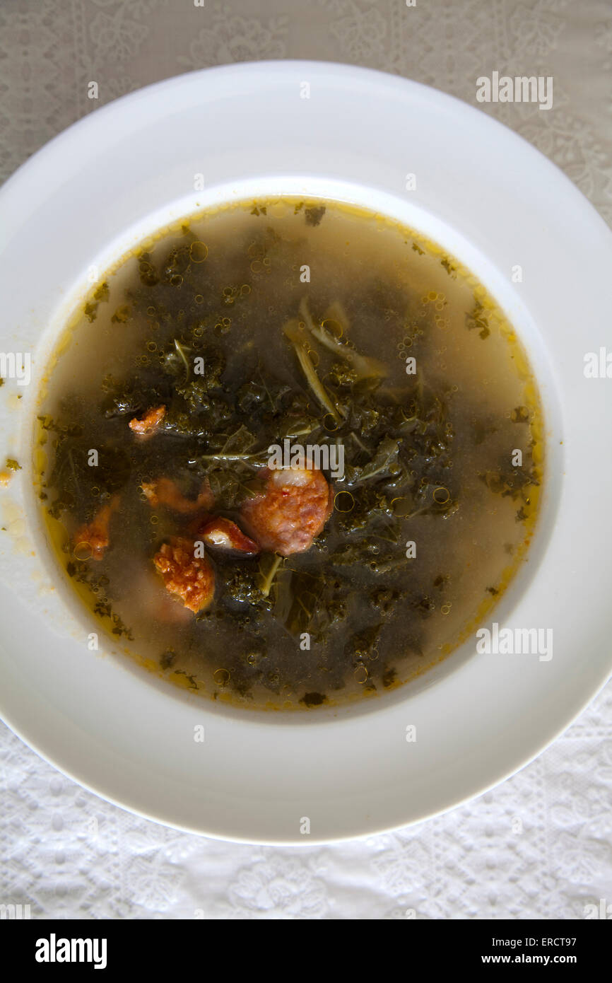 Traditional Portuguese Caldo Verde Soup Stock Photo