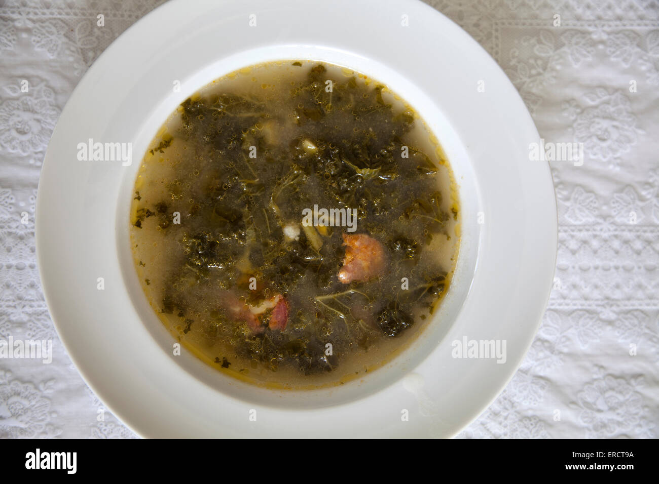 Traditional Portuguese Caldo Verde Soup Stock Photo