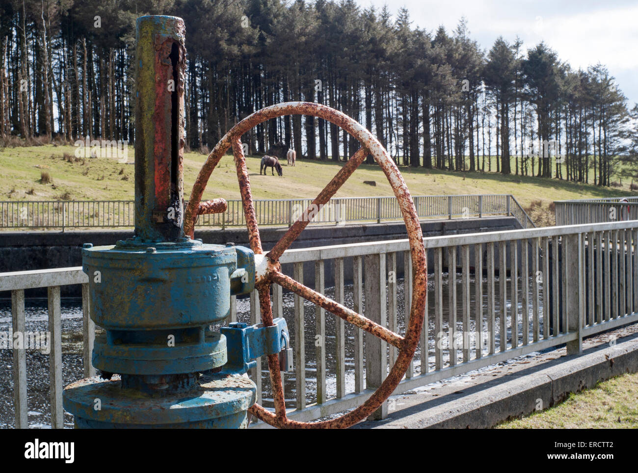 Crowdy Reservoir Dam on Bodmin Moor Cornwall Stock Photo