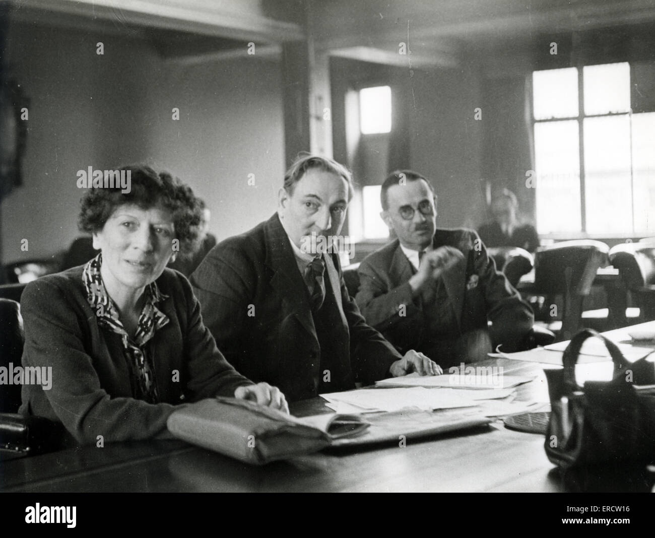 HAROLD LASKI English political theorist at right next to Labour politician James Callaghan in 1946. Stock Photo