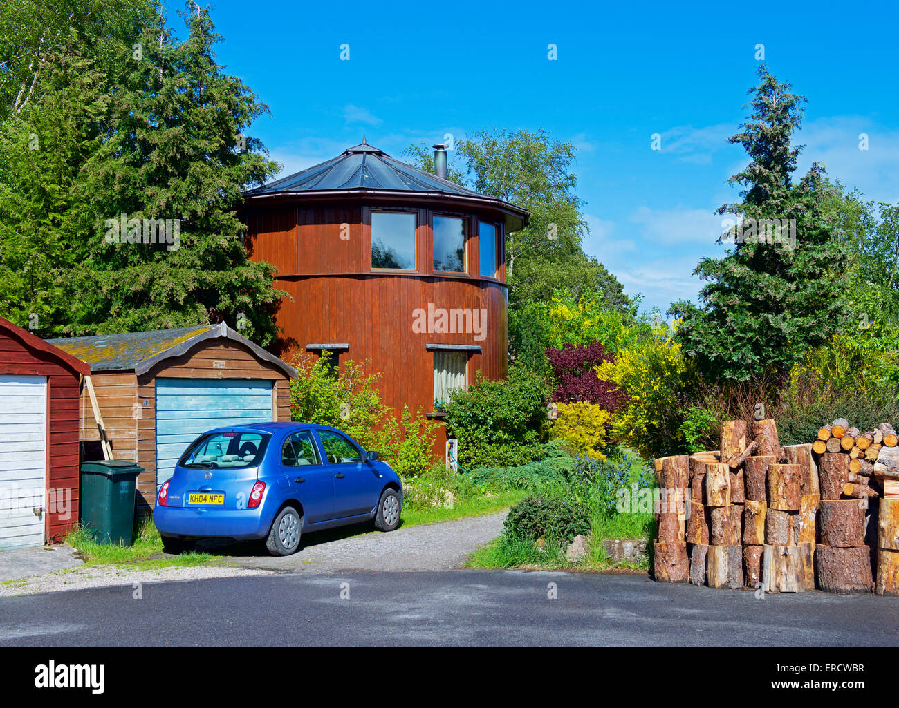 Houses in eco-village, Findhorn Foundation, Moray, Scotland UK Stock ...