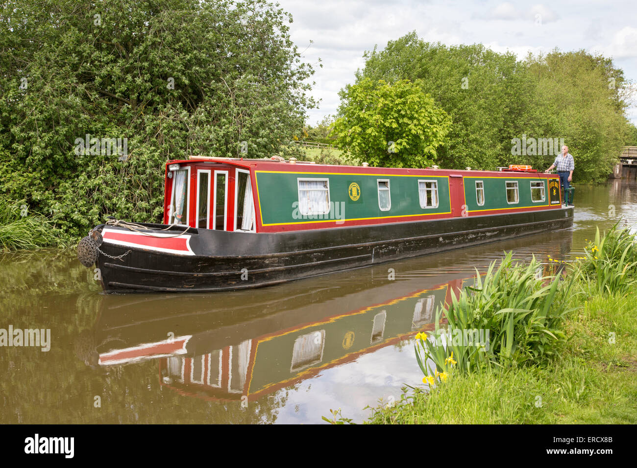 Narrowboats on the Worcester & Birmingham Canal near Tardebigge, Worcestershire, England, UK Stock Photo