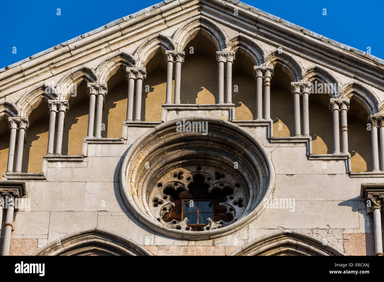 Basilica Di San Giorgio Ferrara detail of facade, Ferrara cathedral, Basilica Cattedrale di San Giorgio