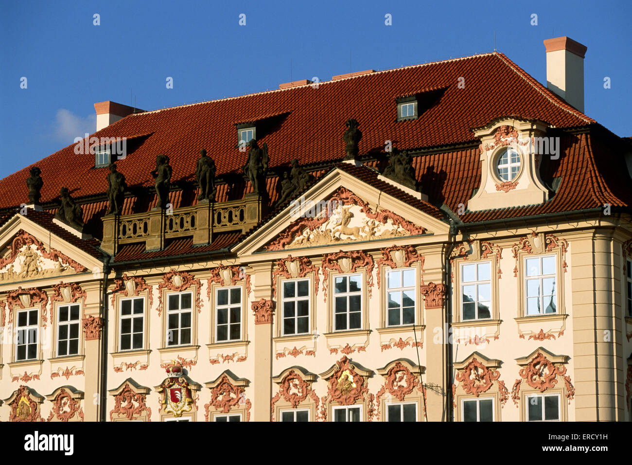 Czech Republic, Prague, Old Town Square, Staromestske Namesti, Kinsky Palace Stock Photo