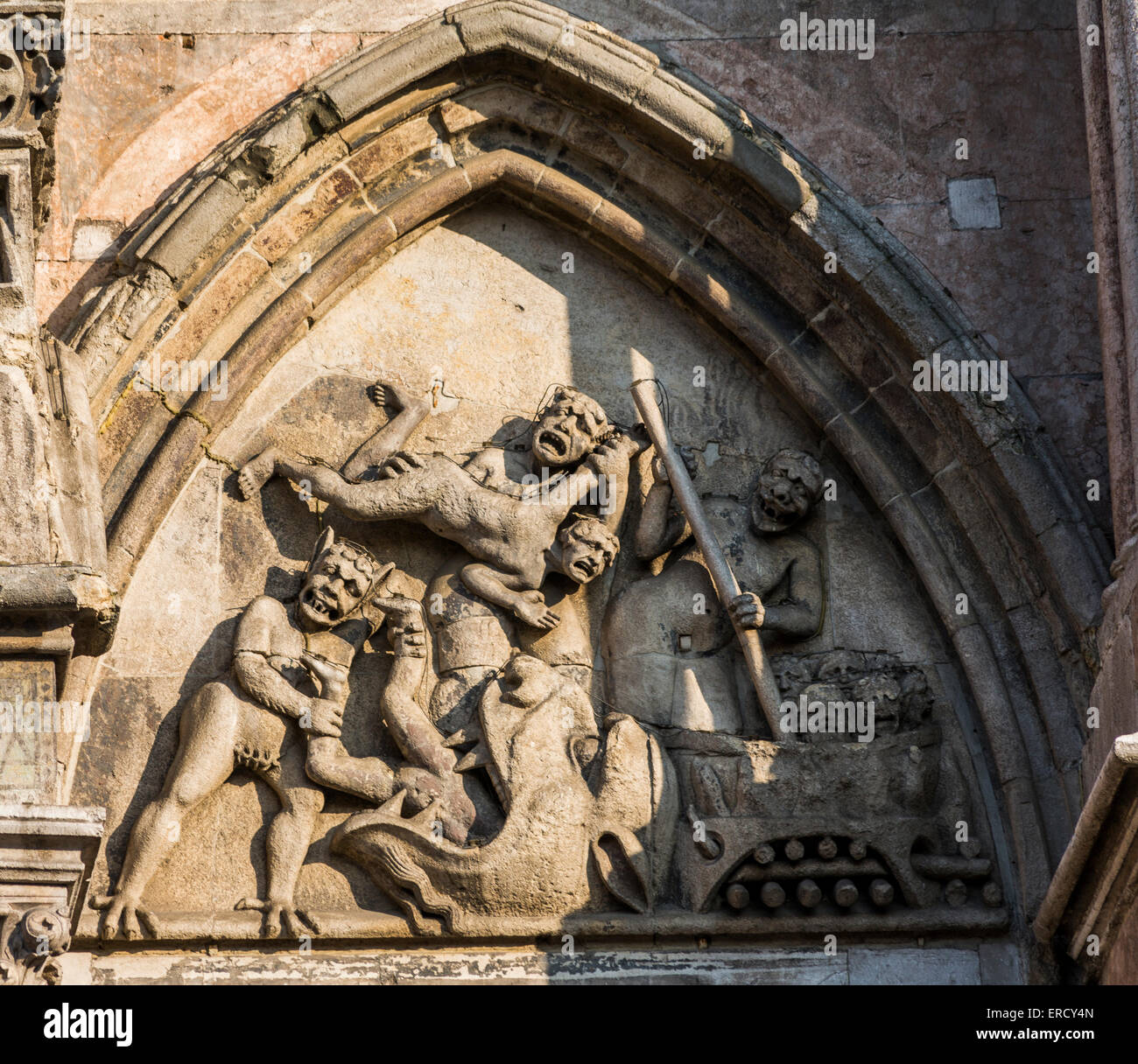 torments of hell Ferrara cathedral, Basilica Cattedrale di San Giorgio, Ferrara, Italy Stock Photo