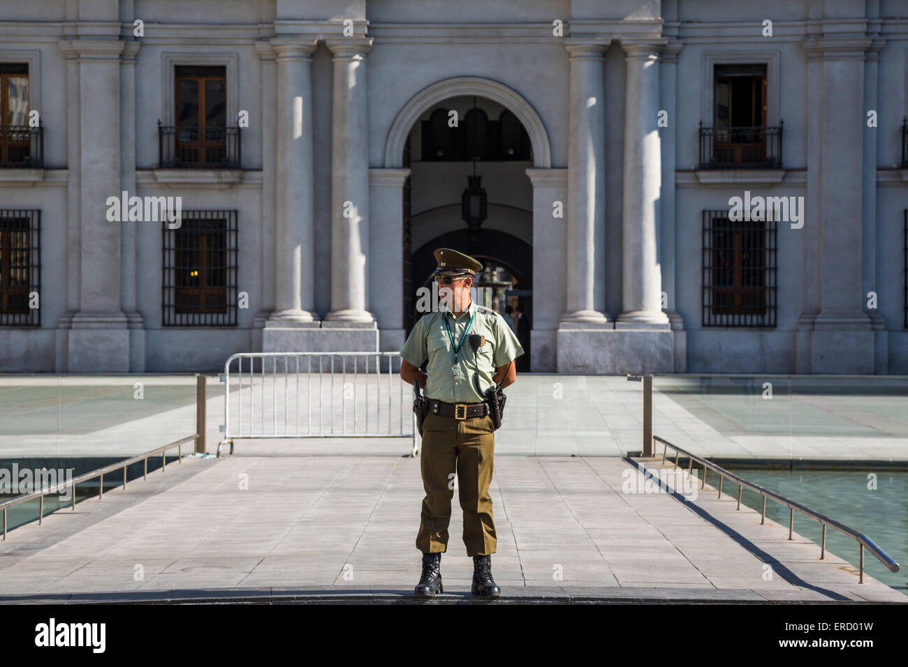 guard, Palacio de La Moneda (Coin Palace), Santiago, Chile Stock Photo