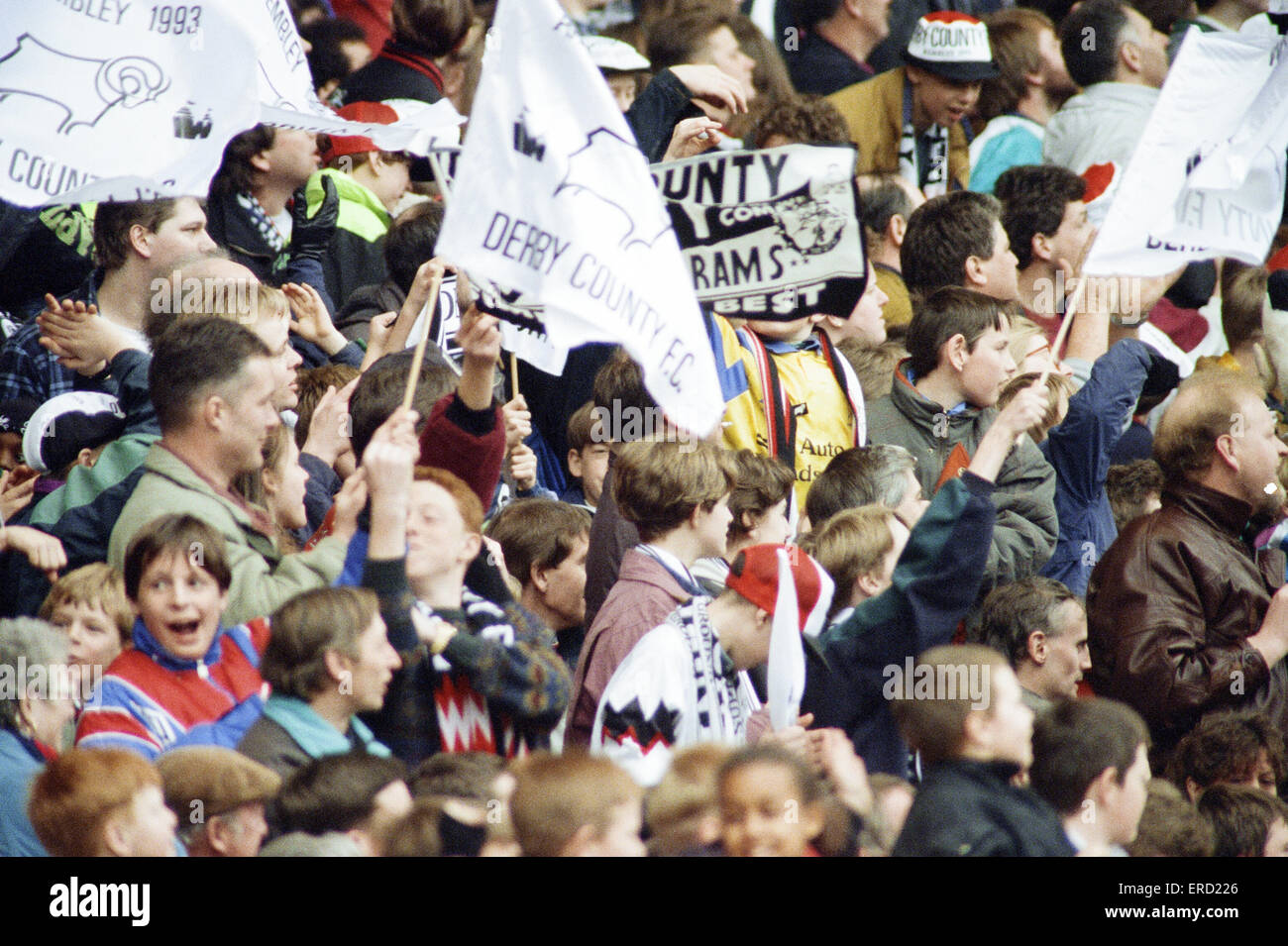 Anglo Italian Cup Final at Wembley Stadium. Derby County  1 v Cremonese 3. Derby fans crammed into Wembley for their first visit since 1975.  27th March 1993. Stock Photo