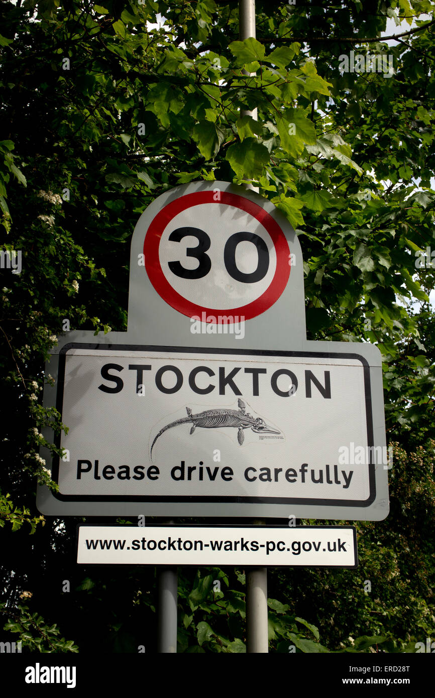 Stockton village sign, Warwickshire, England, UK Stock Photo Alamy