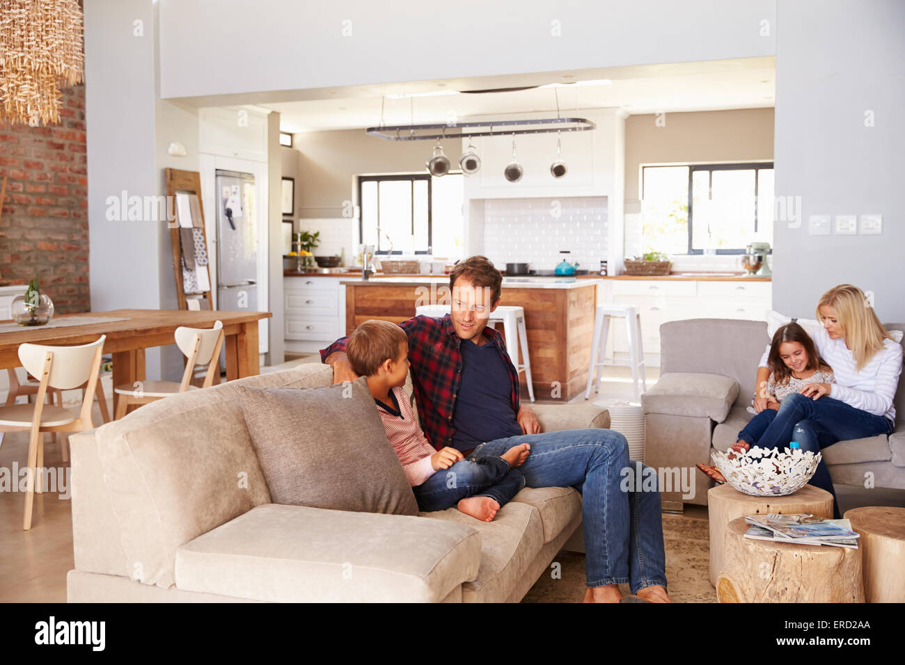 Family spending time together at home Stock Photo