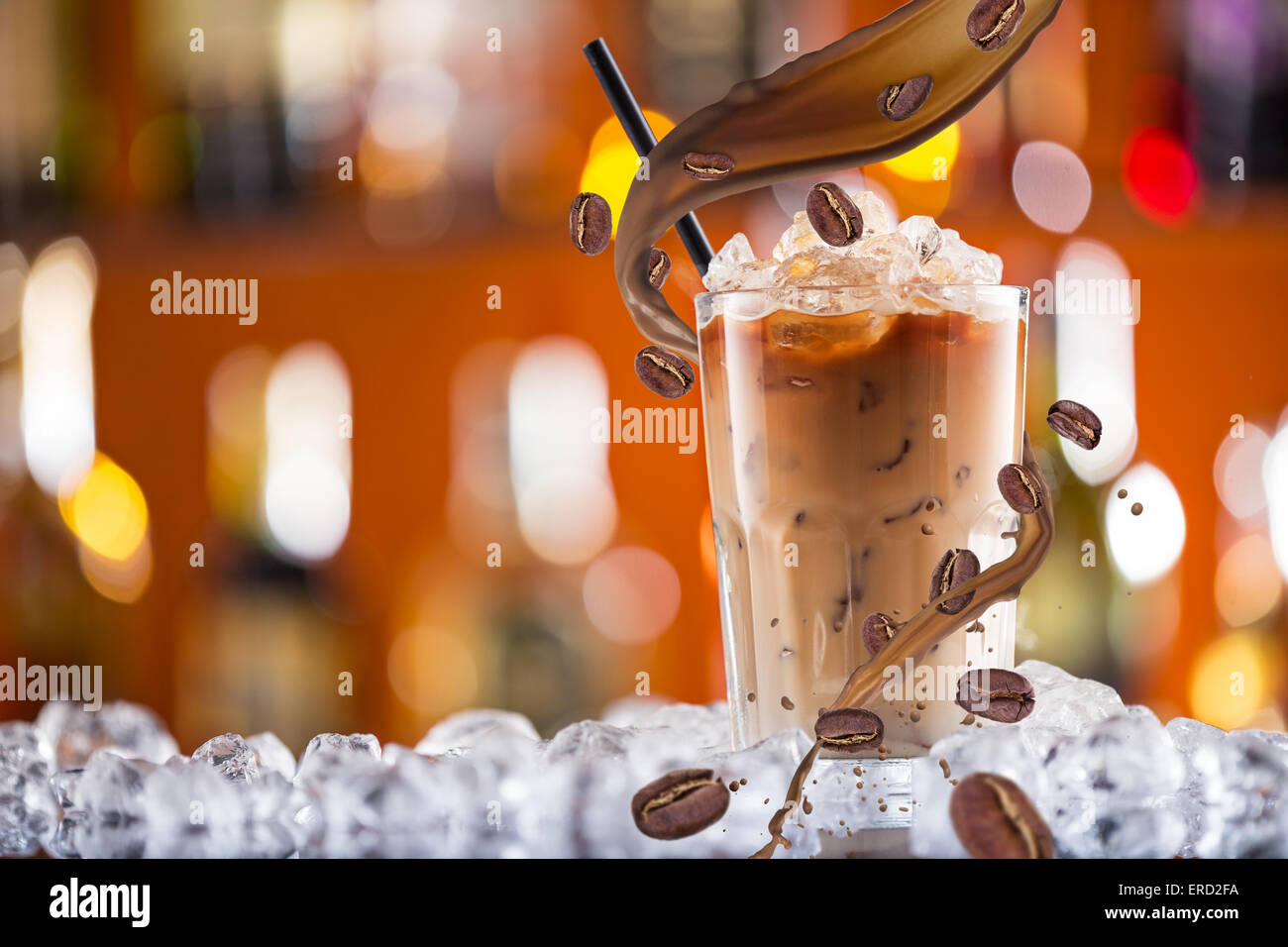Iced Coffee Cocktail Frappe Ice Cubes Cream Different Glasses Silver Stock  Photo by ©NatashaBreen 242177550