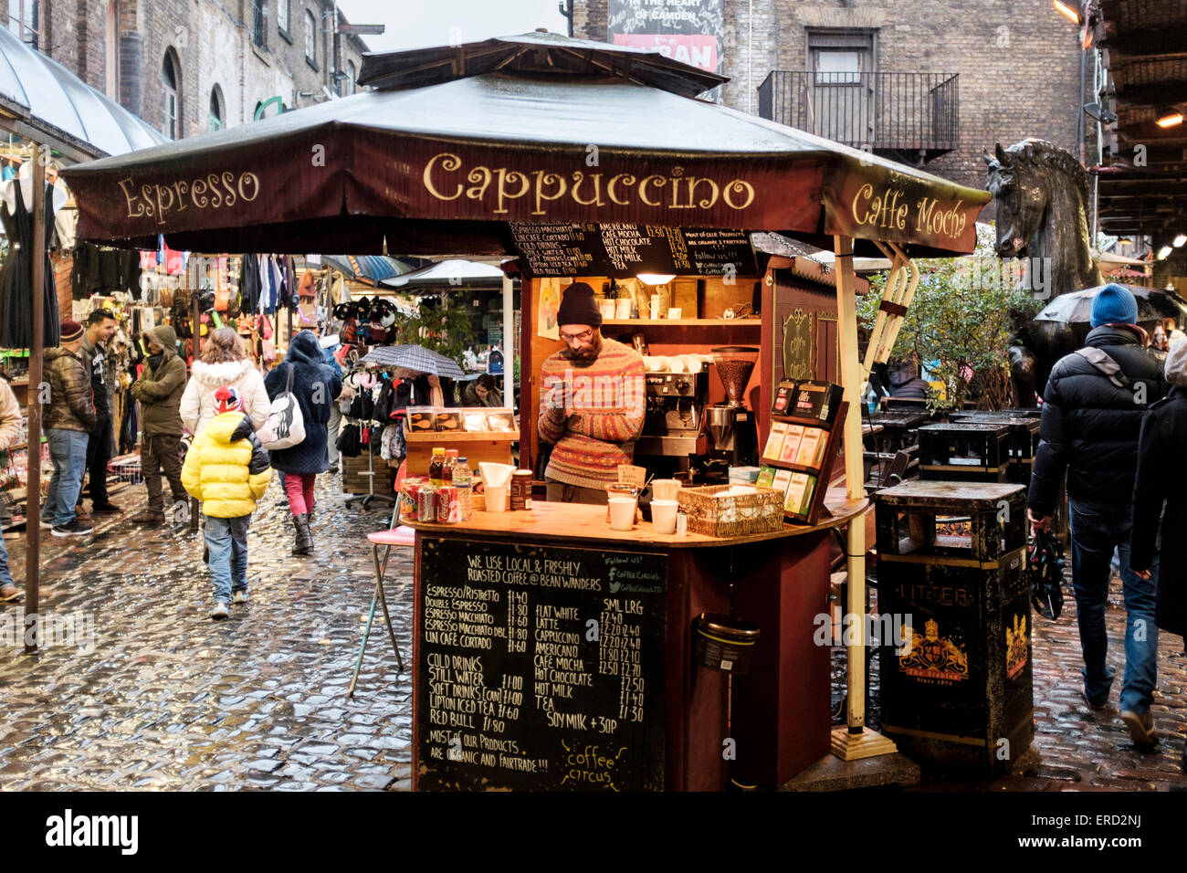 Pop-Up artisan coffee shop,Camden Market,London,UK Stock Photo