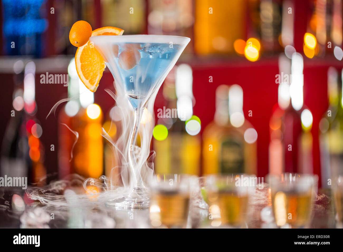 A Lot Of Martini Glasses Stand On The Bar Red Syrup Blue Rim On The Glasses  Stock Photo - Download Image Now - iStock
