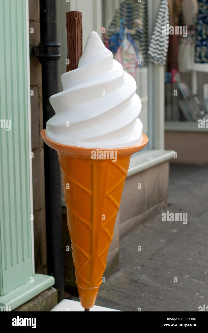 Documentary image of a large plastic icecream cone