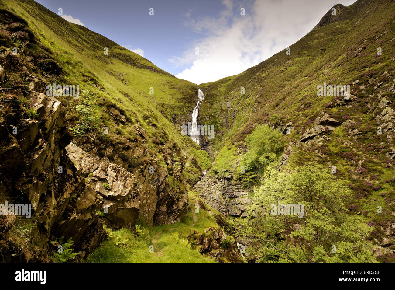 The Grey Mare's Tail waterfall near Moffat, Dumfries and Galloway. Stock Photo