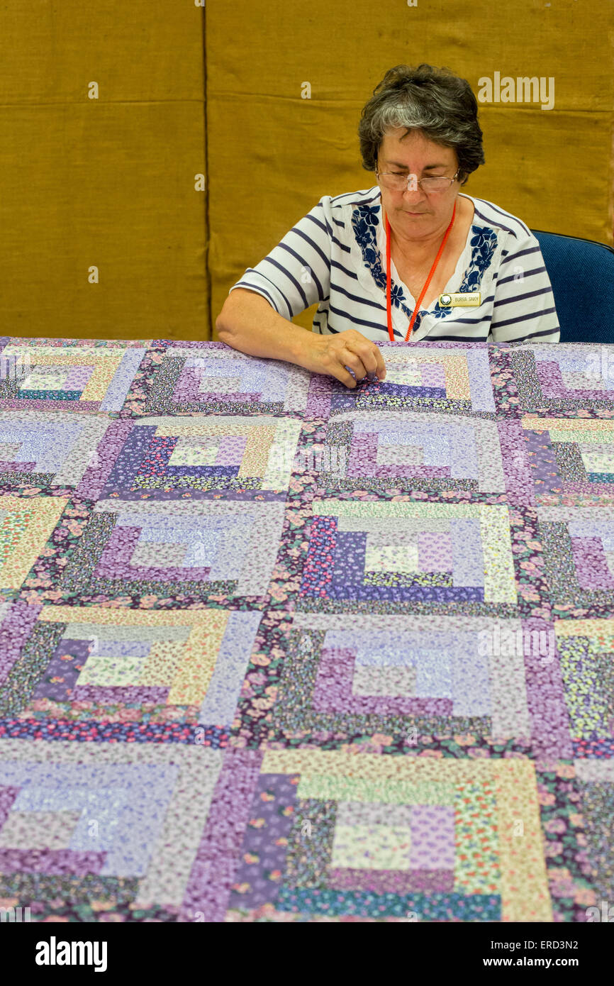 Eunice, Louisiana - A quilting demonstration at the National Park Service's Prairie Acadian Cultural Center. Stock Photo