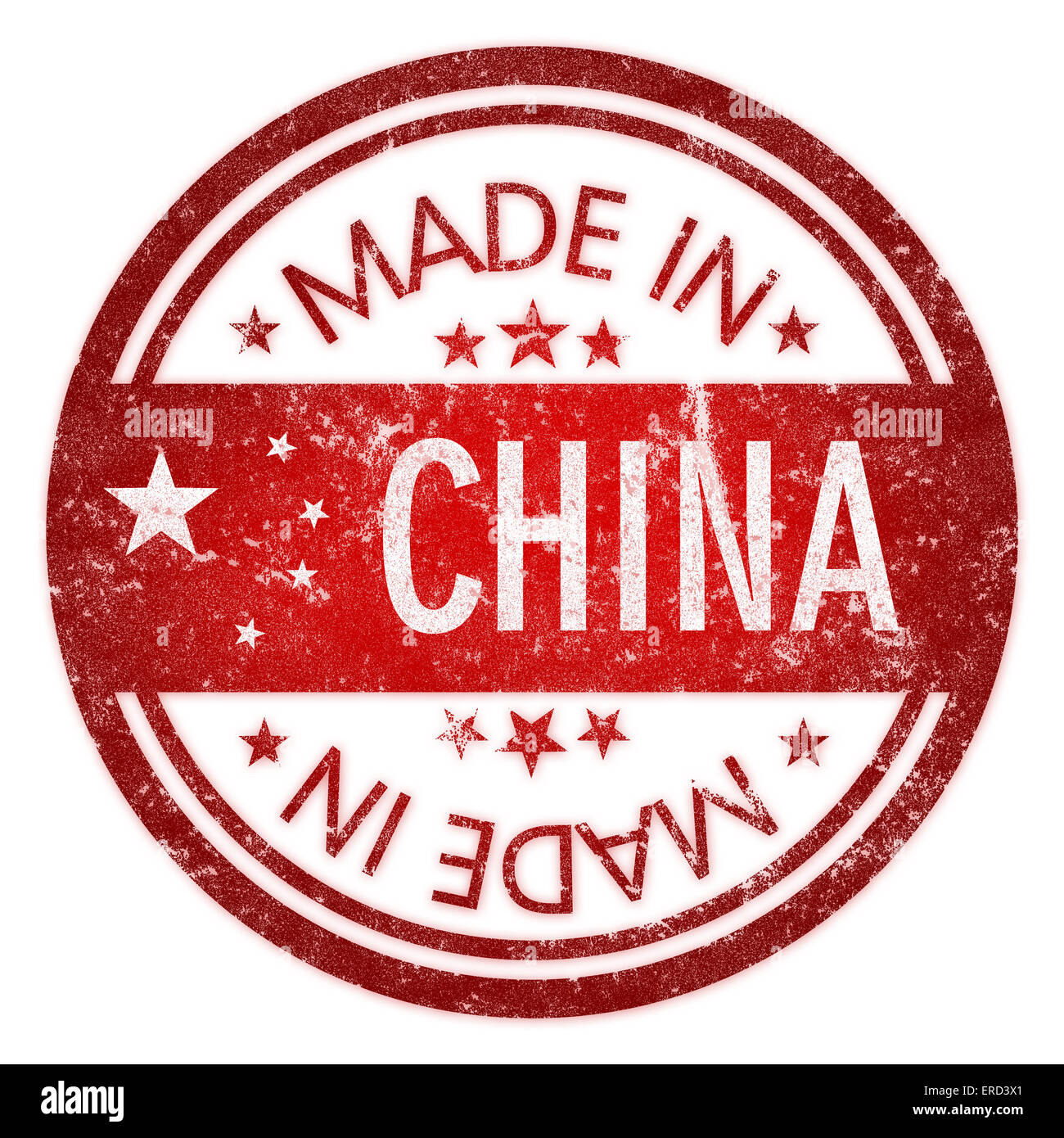 Made in China stamp isolated on white. Stock Photo