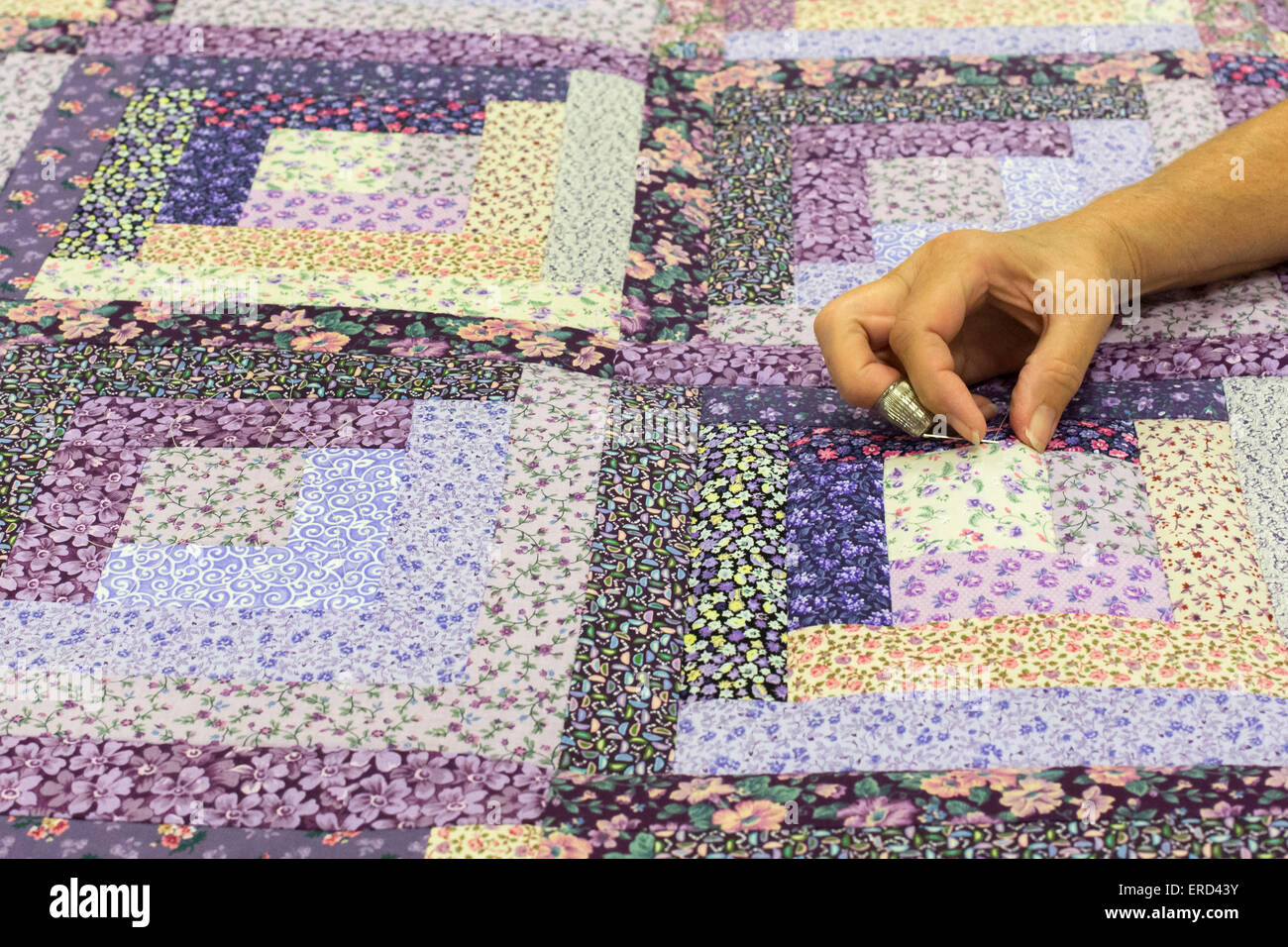 Eunice, Louisiana - A quilting demonstration at the National Park Service's Prairie Acadian Cultural Center. Stock Photo