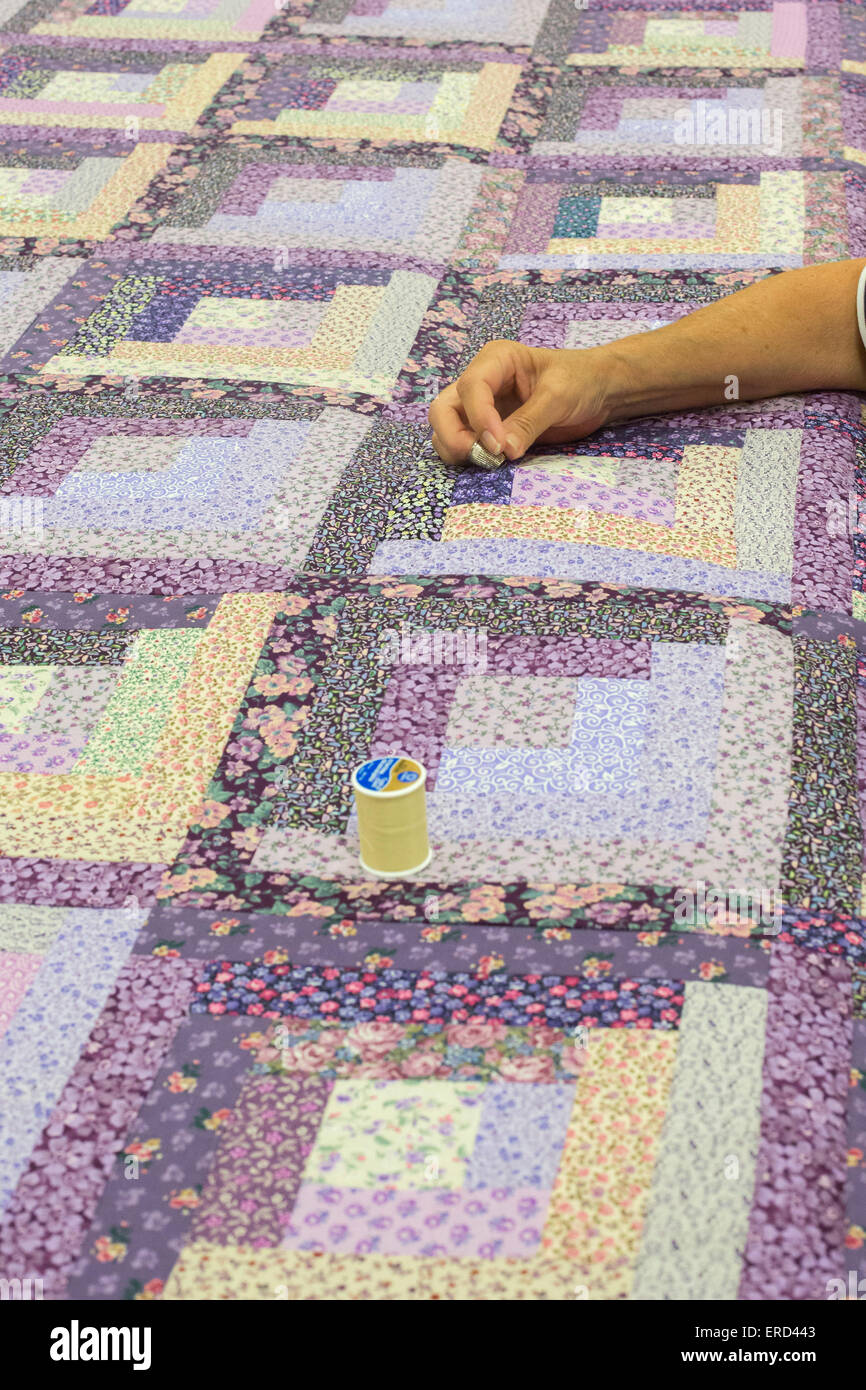 Eunice, Louisiana - A quilting demonstration at the National Park Service's Prairie Acadian Cultural Center. Stock Photo