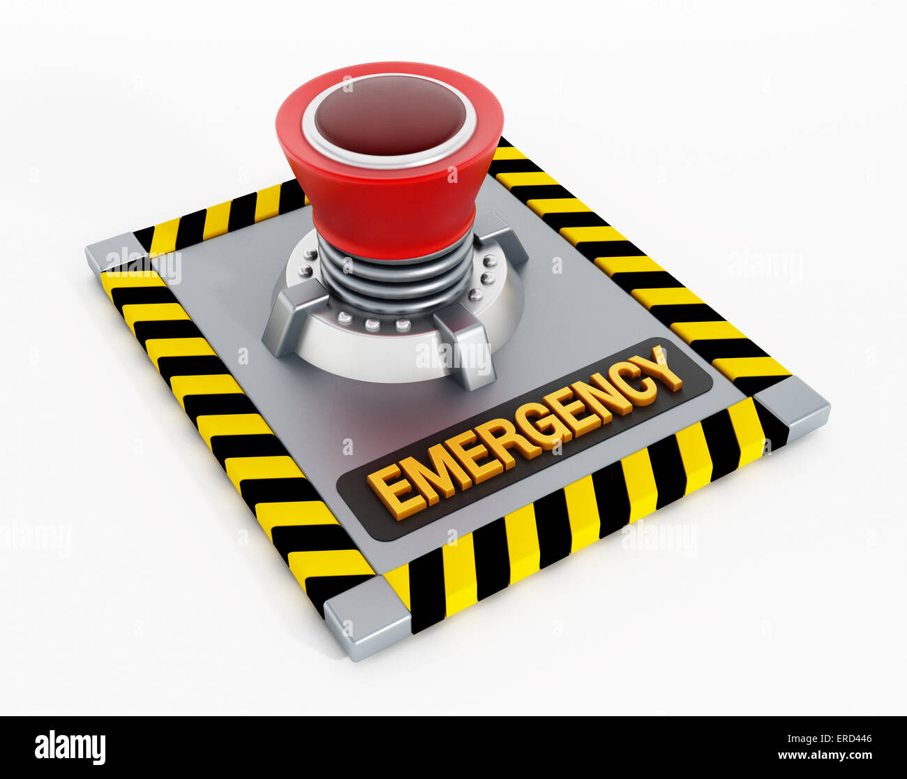 Emergency button isolated on white background Stock Photo