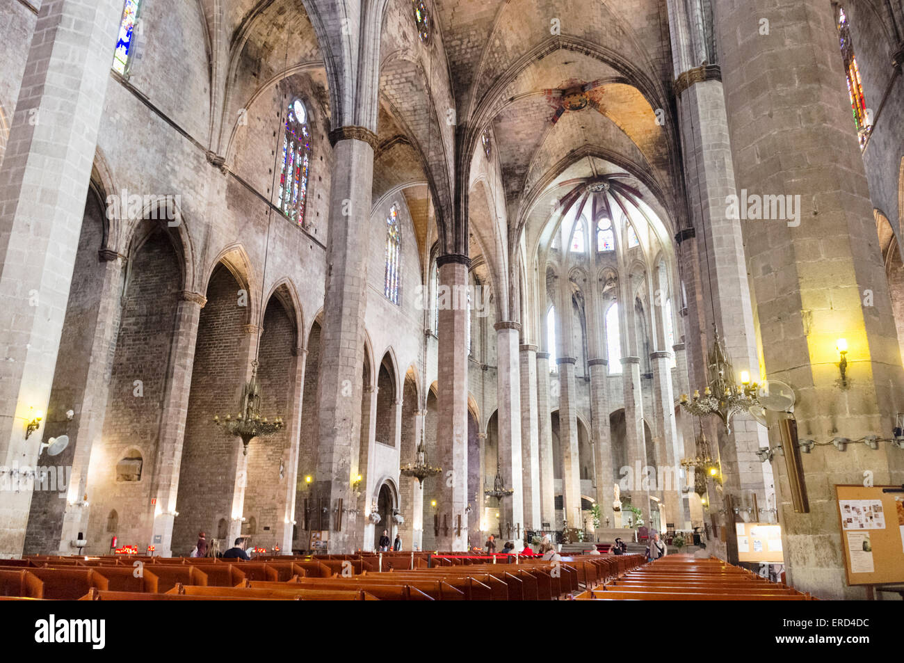 Interior of Santa María del Mar basilica in Barcelona, Catalonia, Spain la  Ribera-Born Stock Photo - Alamy