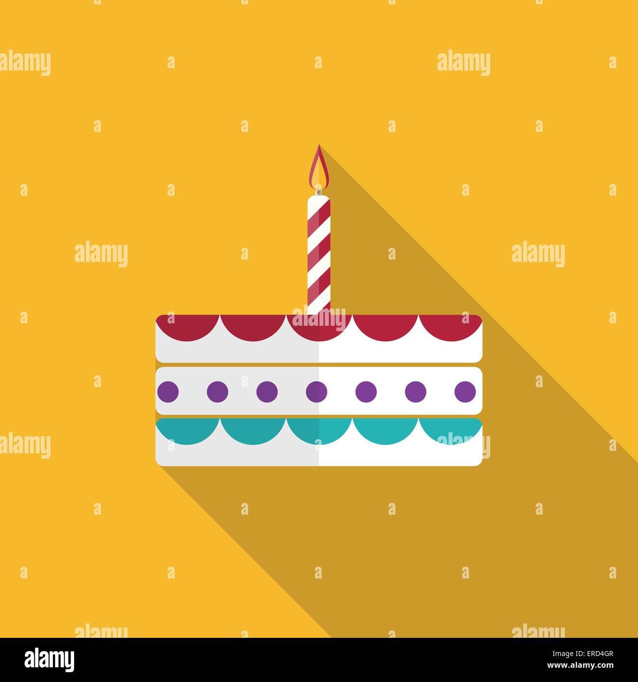 Birthday Cake Flat Icon with Long Shadow, Vector Illustration Stock ...