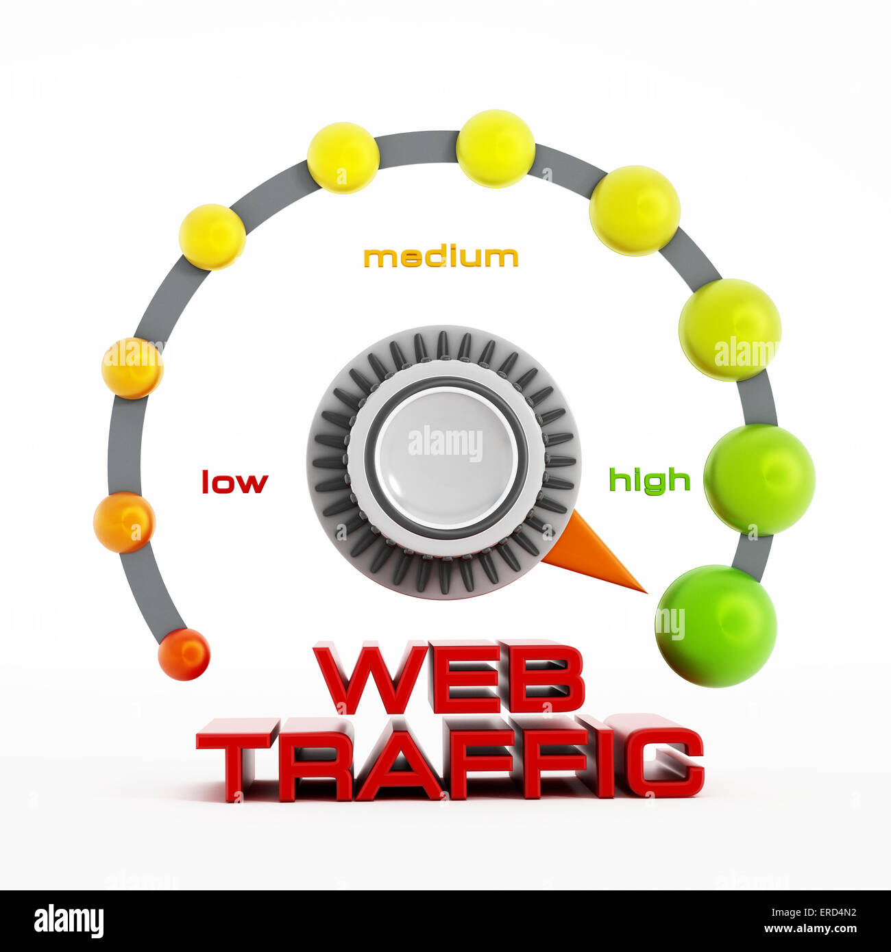 Web traffic button indicationg high traffic. Stock Photo