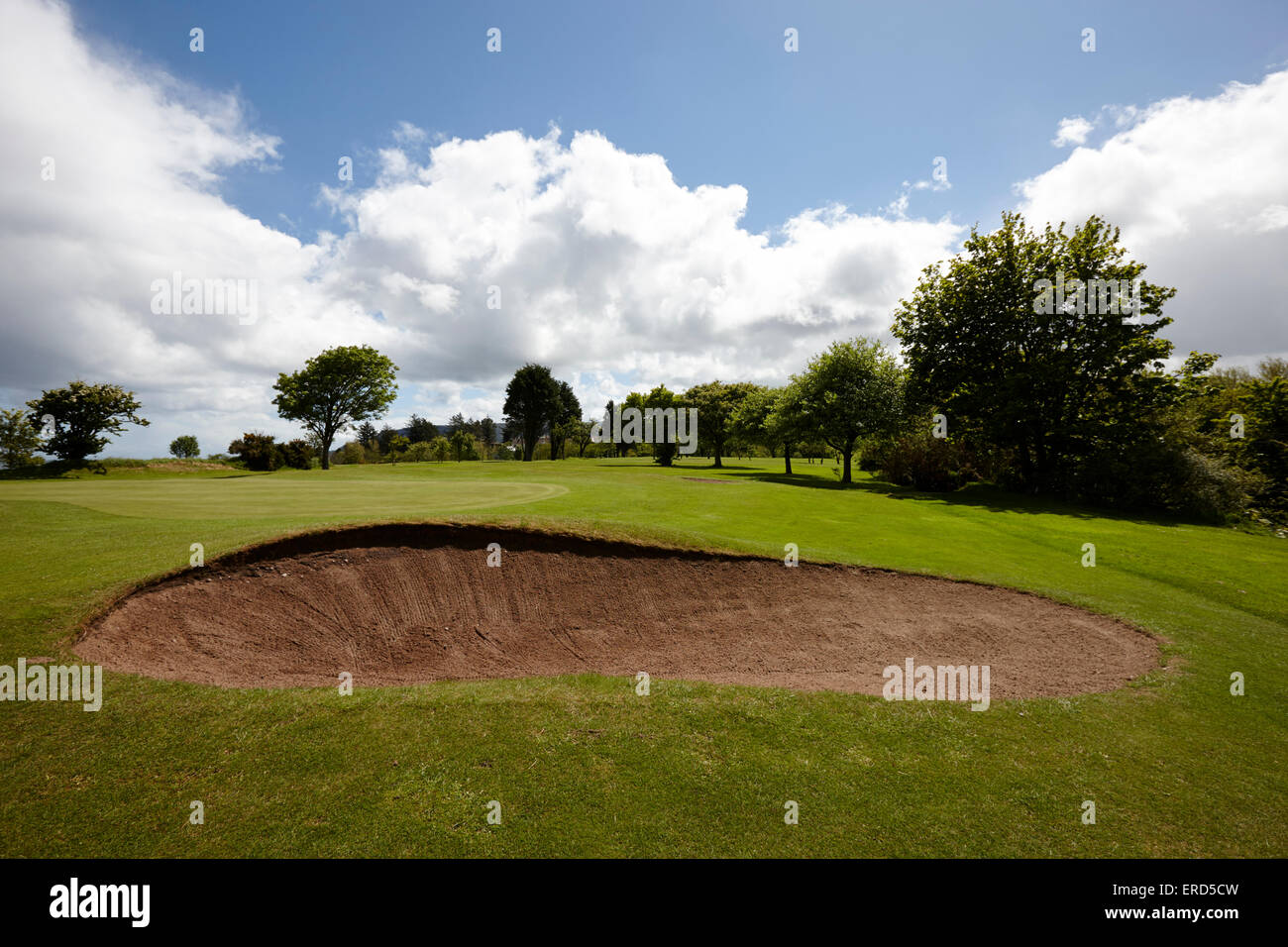 sand bunker at Cushendall golf club County Antrim Northern Ireland UK Stock Photo