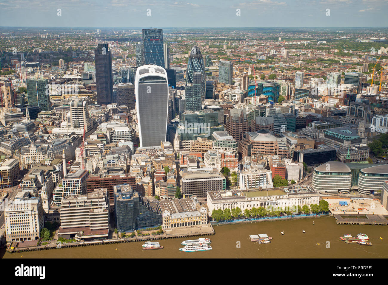 Aerial view of London City and the River Thames United Kingdom Stock Photo