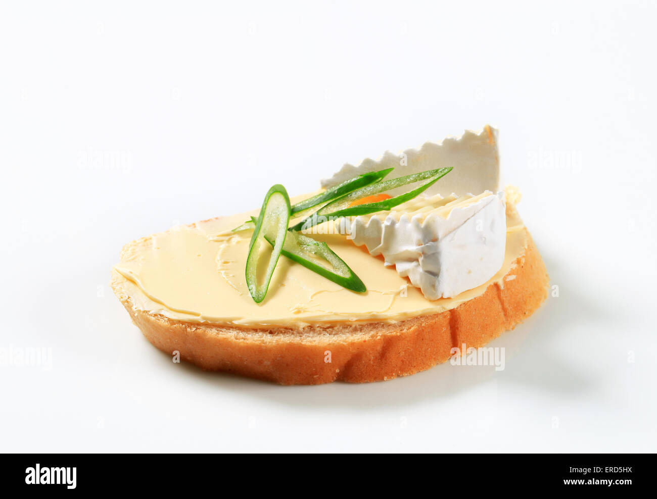 White bread with butter and cheese Stock Photo