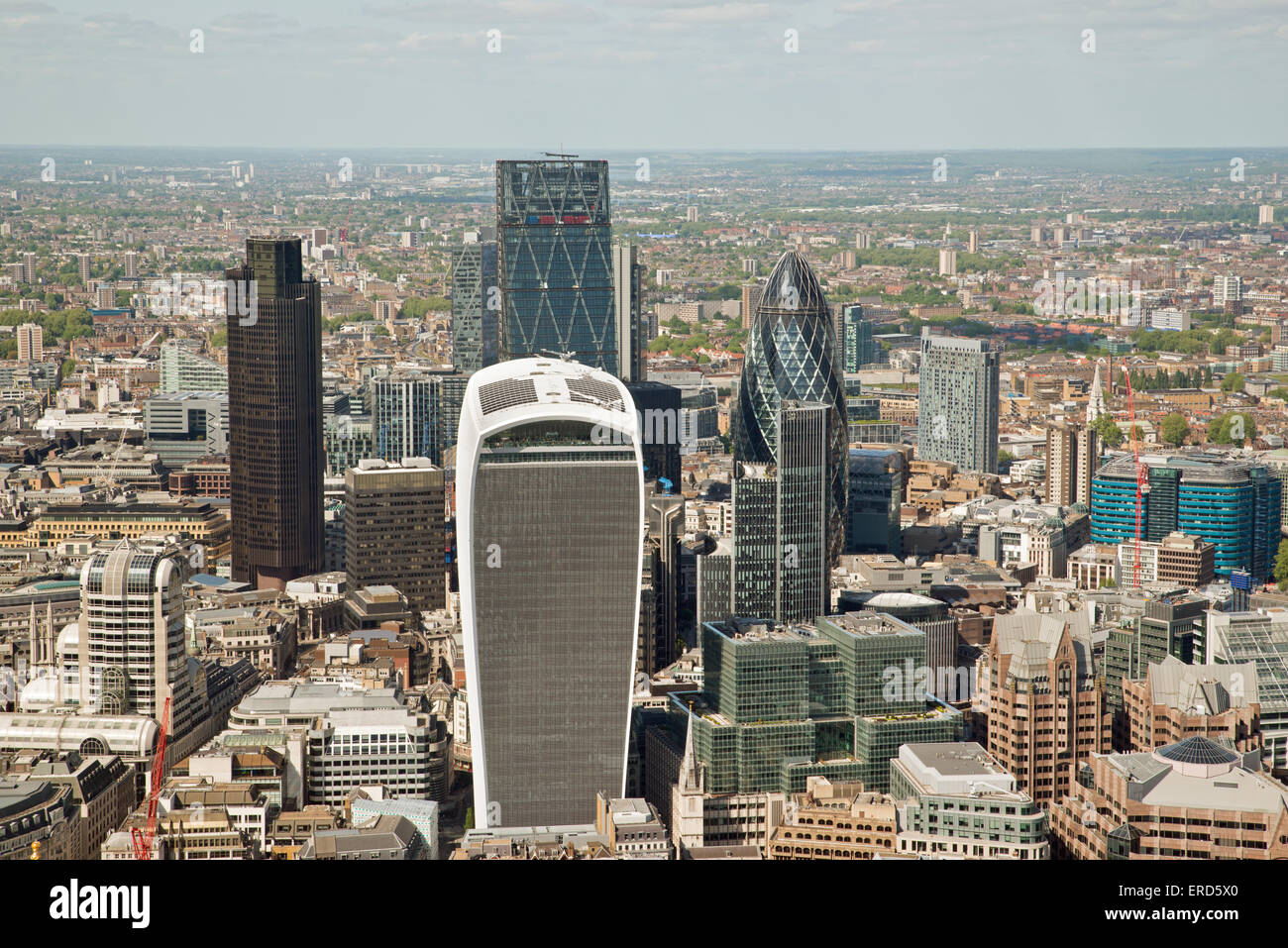 Aerial view of London City and  Towers United Kingdom Stock Photo