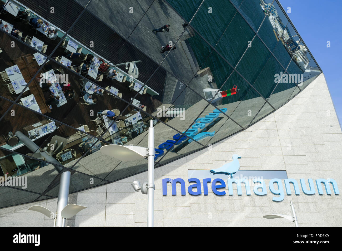 Facade of the new Maremagnum shopping mall, Port Vell harbour, Barcelona, Spain Stock Photo