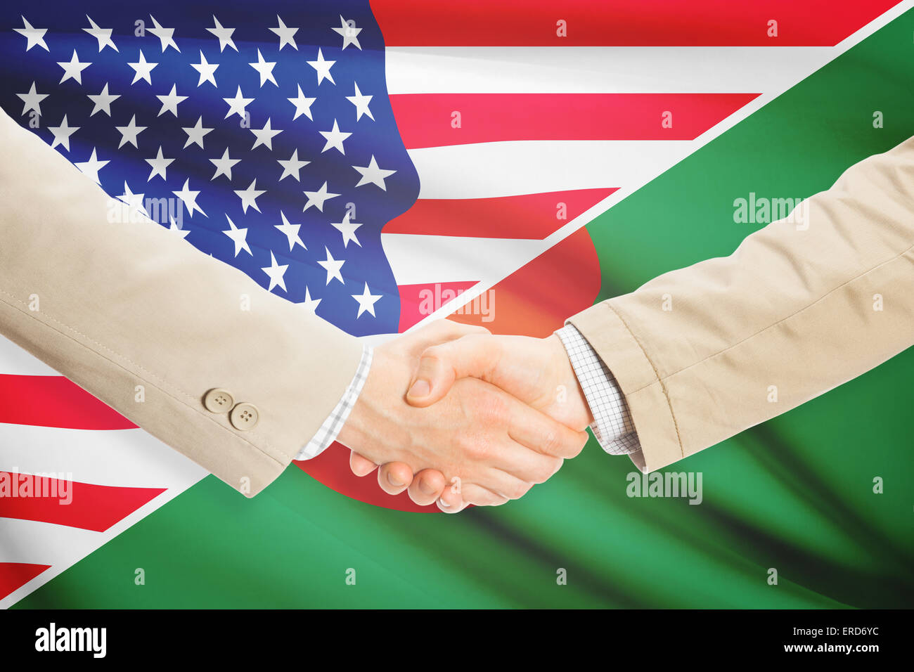 Businessmen shaking hands - United States and Bangladesh Stock Photo