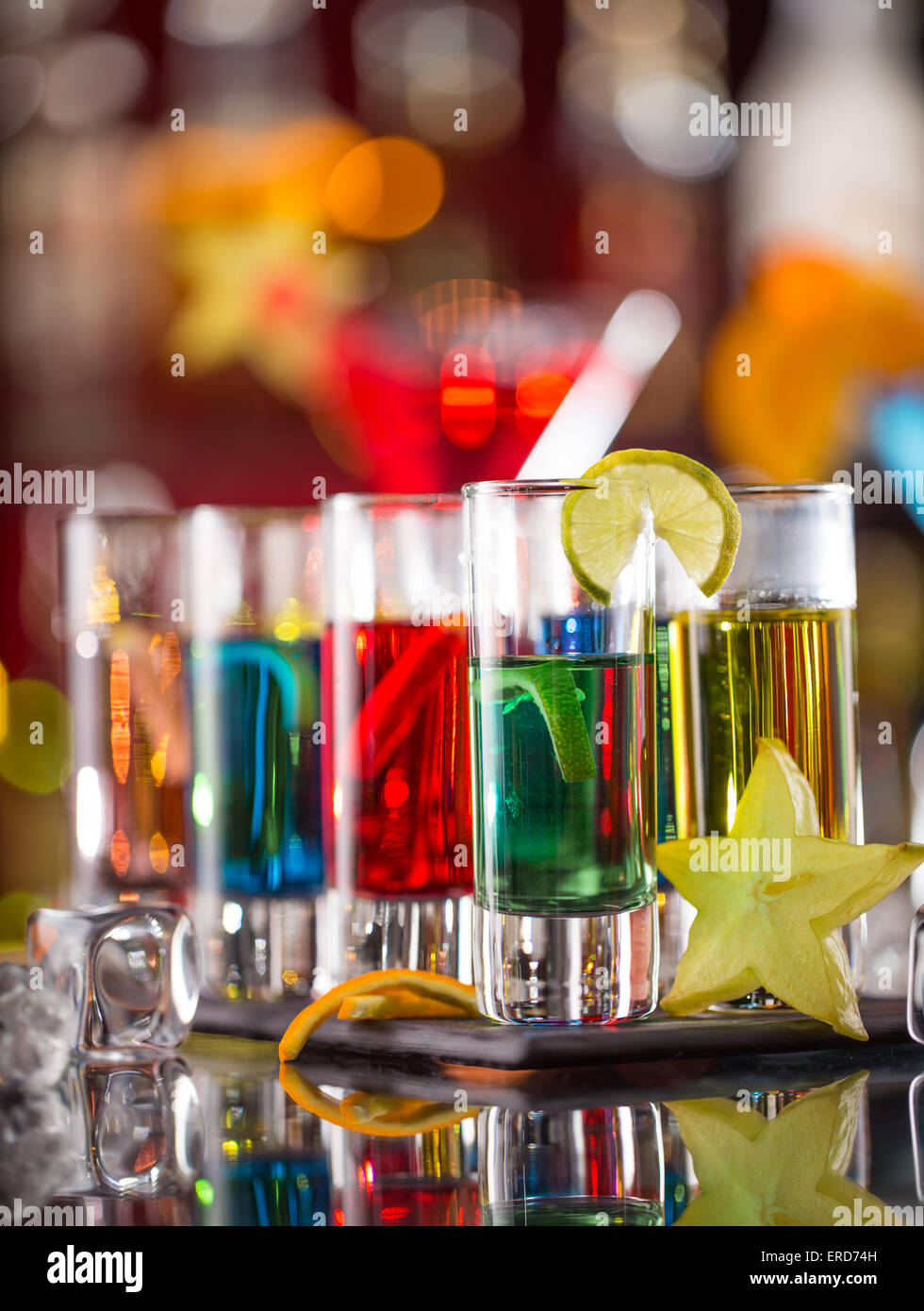 Snifters on bar desk, closeup Stock Photo Alamy