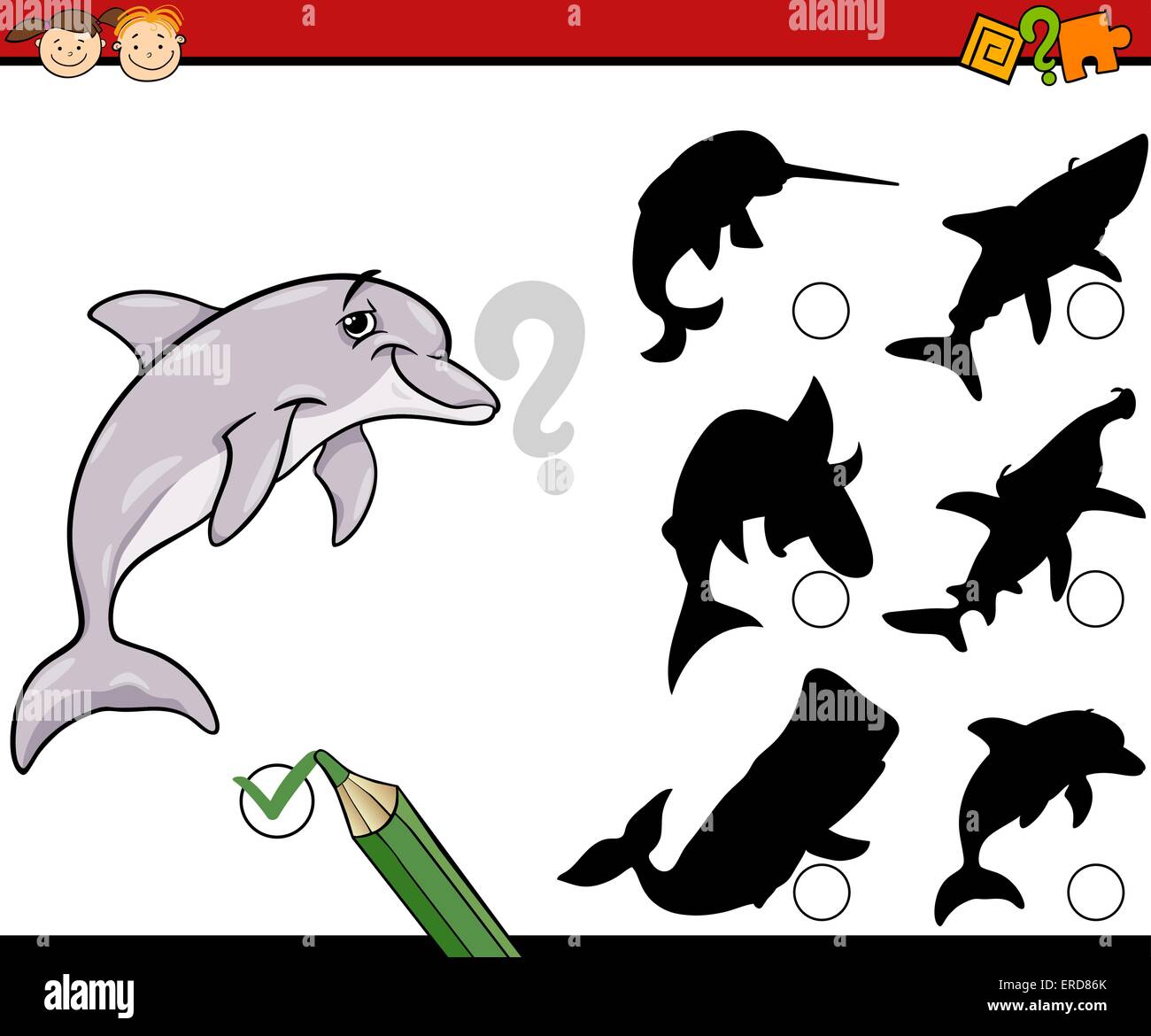 Cartoon Illustration of Education Shadow Matching Game for Preschool ...