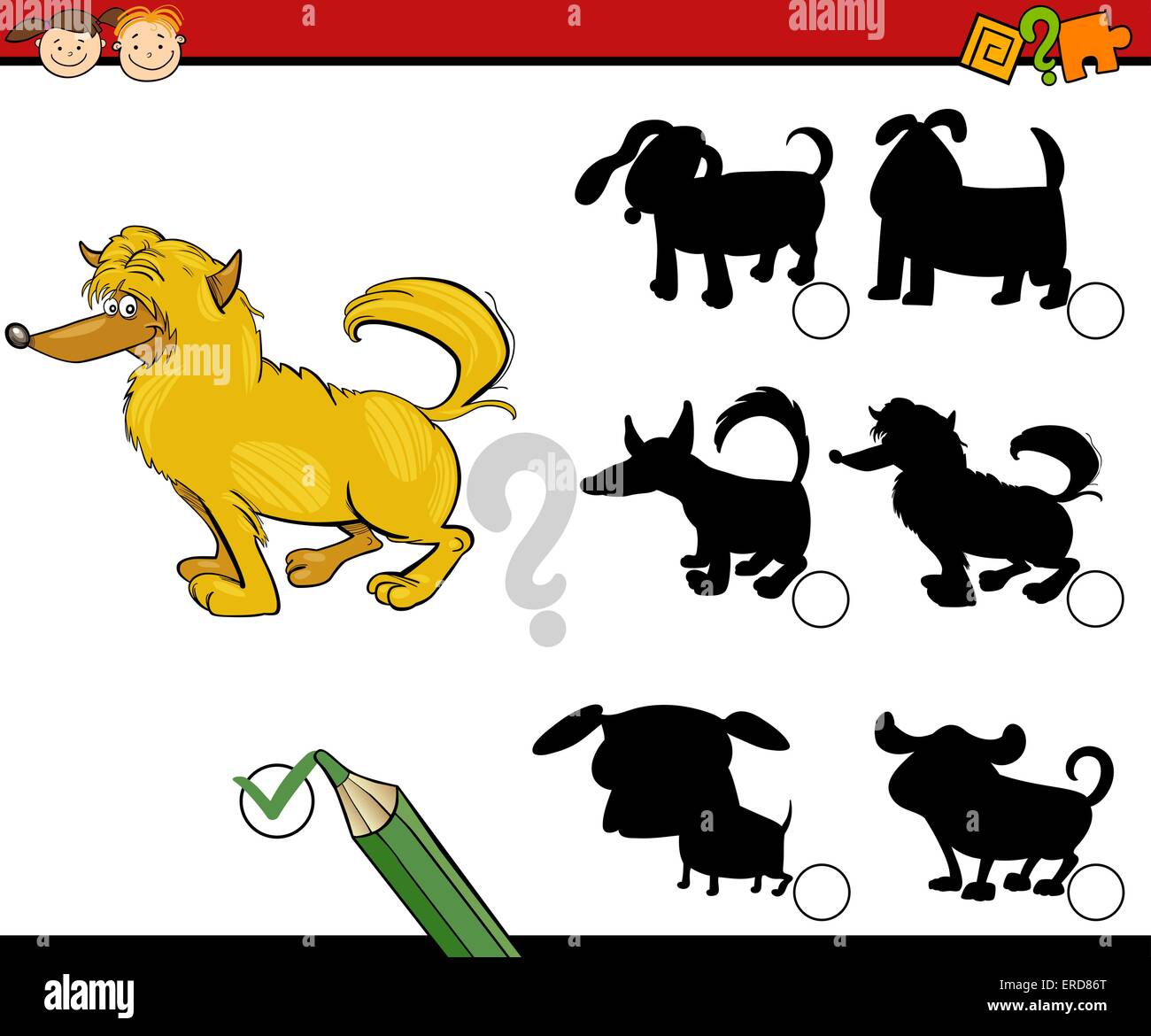 Cartoon Illustration of Education Shadow Matching Game for Preschool ...
