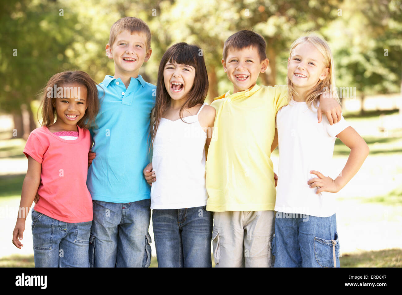 Group Of Children In Park Stock Photo